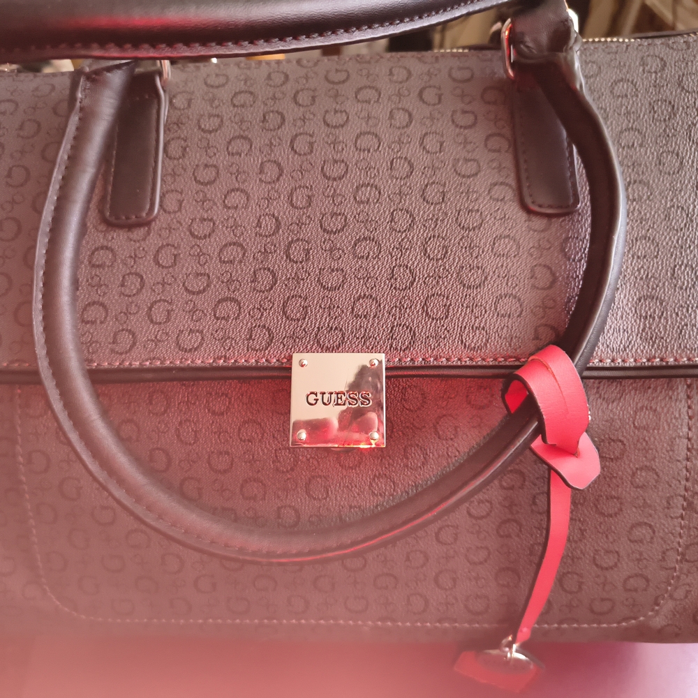 GUESS Gray Monogram Handbag
